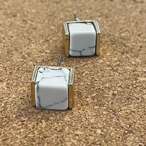 Marble and Gold Stud earrings